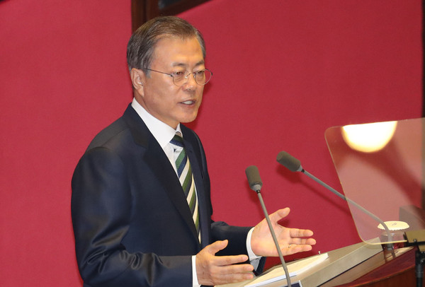 ▲ 시정연설하는 문재인 대통령.	/뉴시스