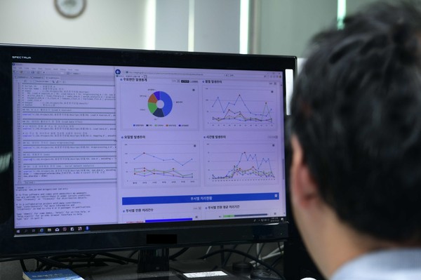 ▲ 민원분야 빅데이터를 분석하고 있는 강화군 관계자.
