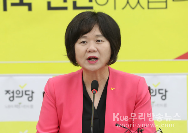 ▲ 브리핑하는 이정미 정의당 대표.