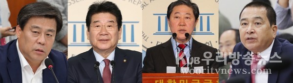 ▲ 왼쪽부터  차기 자유한국당 원내대표 경선에 출마를 선언한 김선동·강석호·유기준·심재철 의원.