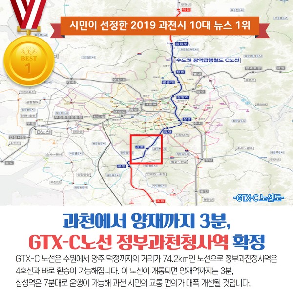 과천시 10대 뉴스 1위로 뽑힌 ‘GTX-C노선 정부과천청사역 확정’.