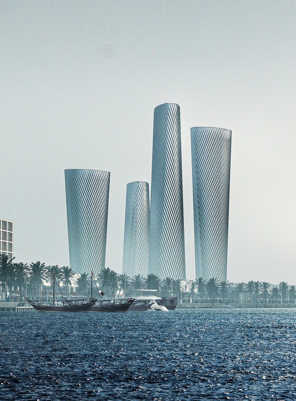 ▲ 카타르 루사일 타워 플롯3(오른쪽 끝)과 플롯4(오른쪽 두 번째)(출처=뉴시스).