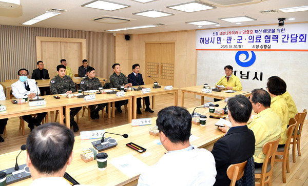 ▲ 신종 코로나바이러스감염증 확산예방 민·관·군 의료협력 간담회.