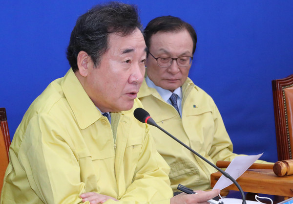 ▲ 선거대책위원회 회의에서 발언하는 이낙연 위원장.