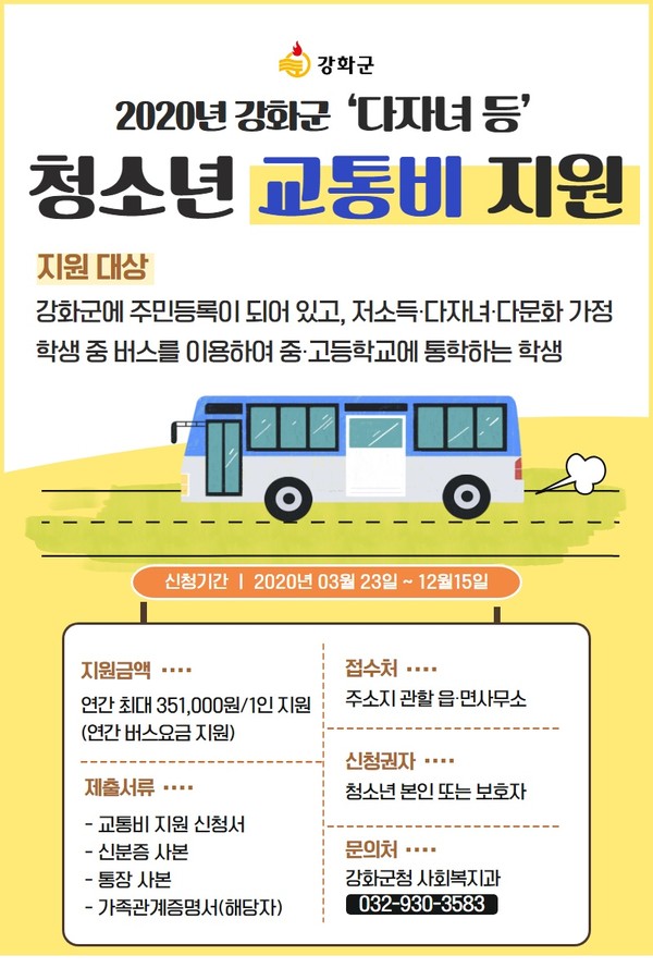 ▲ 청소년 교통비 지원 포스터.