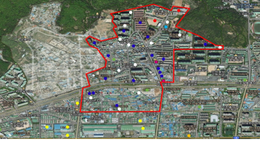 ▲ 미세먼지 집중관리구역 표시도.