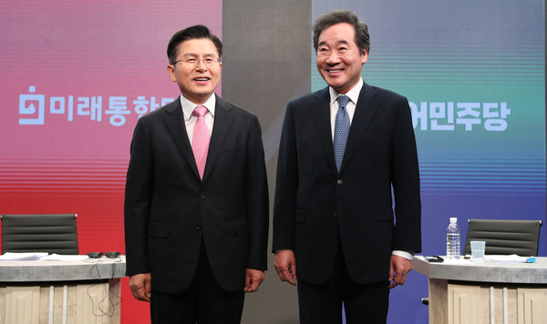 ▲ 미소짓는 황교안 후보와 이낙연 후보.