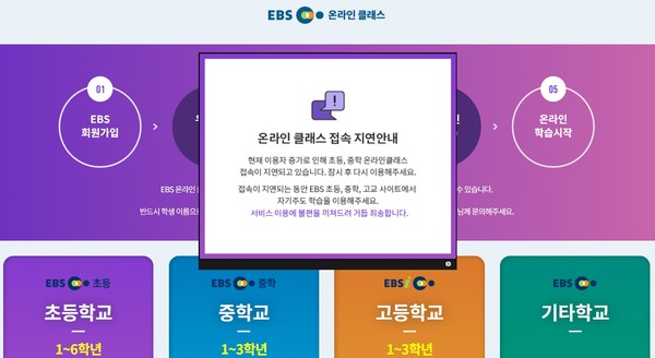▲ EBS 온라인클래스 첫 화면.