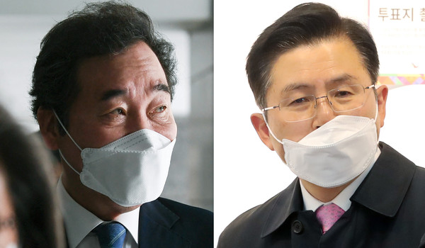 ▲ 생각에 잠긴 더불어민주당 이낙연 후보와 황교안 미래통합당 후보.