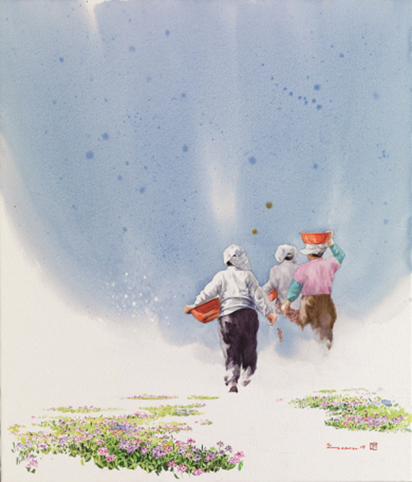 ▲ 김종안 작가의 작품 중 하나인 ‘아침안개watercolor on paper’.