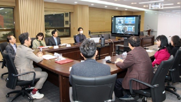 ▲ 신한대·한국건강증진개발원 화상 업무협약식.