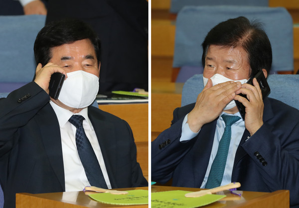 ▲ 더불어민주당 박병석(오른쪽) 의원과 김진표 의원.