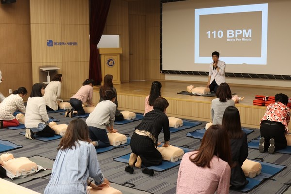 ▲ 메디플렉스 세종병원 심폐소생술 교육.