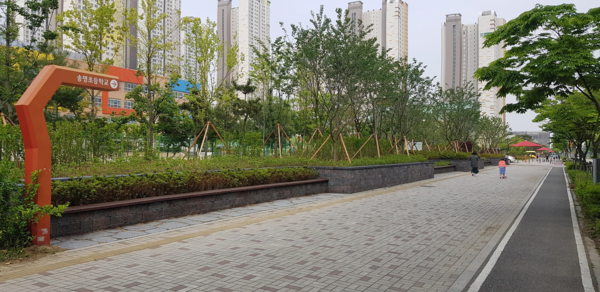 ▲ 첨단1,2호 완충녹지 재정비 모습.
