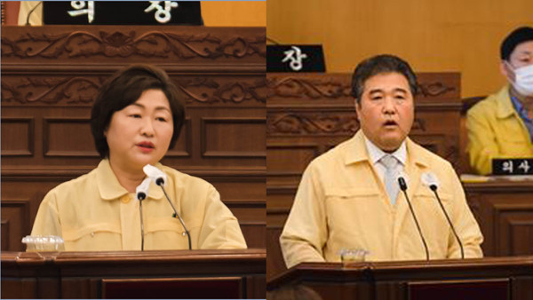 ▲ (왼쪽부터) 박순복 의원, 장길천 의원 구정질의.
