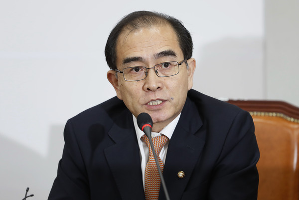 ▲ 외교안보특위서 발언하는 태영호 의원.