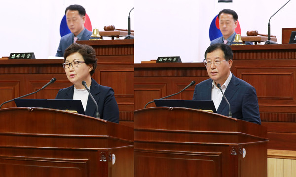 ▲ 의장에 성복임 의원, 부의장에 장경민 의원 각각 선출.