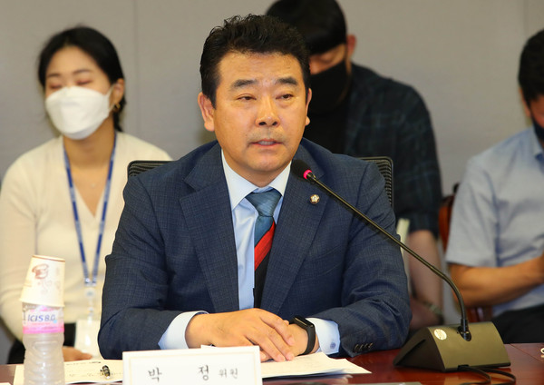 ▲ 인사말하는 박정 여당 간사.