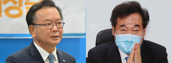 ▲ 발언하는 김부겸 전 의원과 생각에 잠긴 이낙연 의원.