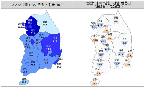 ▲ 7월 전국 입주경기실사지수(HOSI) 전망치./뉴시스