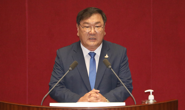 ▲ 대표연설하는 김태년 민주당 원내대표.