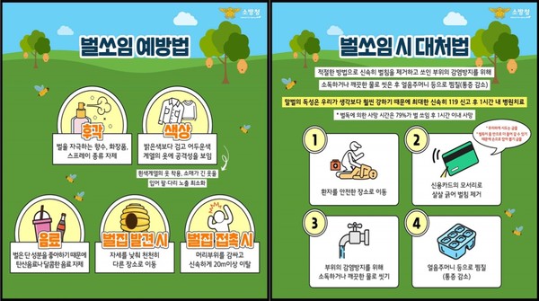 ▲ 벌쏘임 예방 및 대처법.