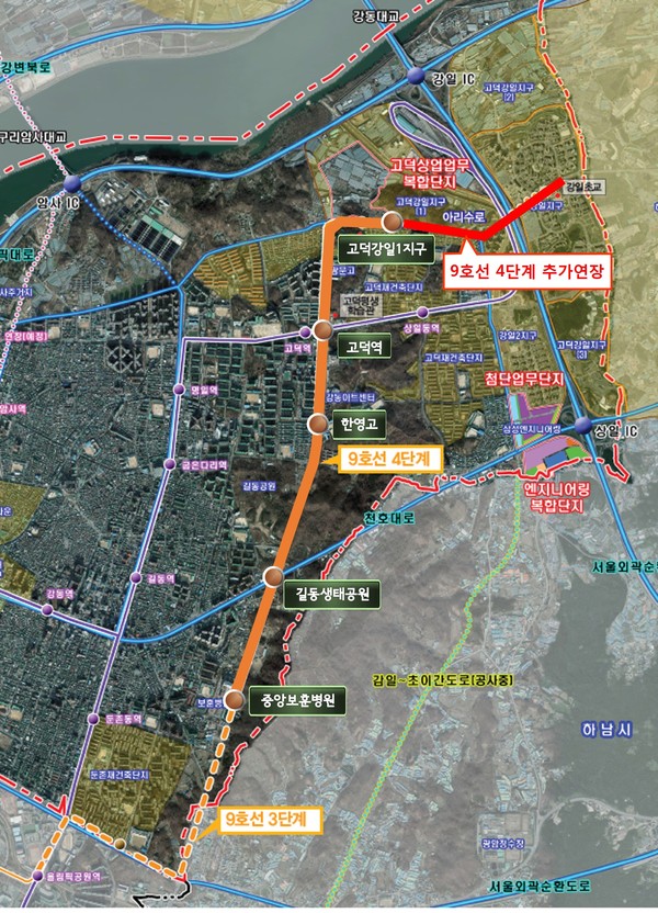 1 9호선 연장 노선도