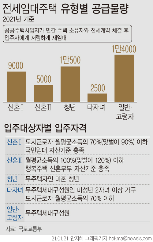 ▲ 전세임대주택 유형별 공급물량. /뉴시스