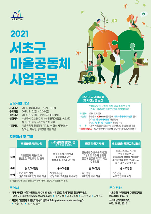 ▲ 2021 서초구마을공동체사업공모 포스터.