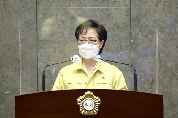 ▲ 윤영희 의원 5분 발언 진행 모습.