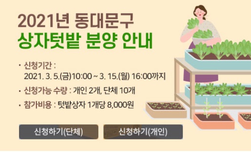 ▲ 2021 동대문구 상자텃밭 분양 안내.