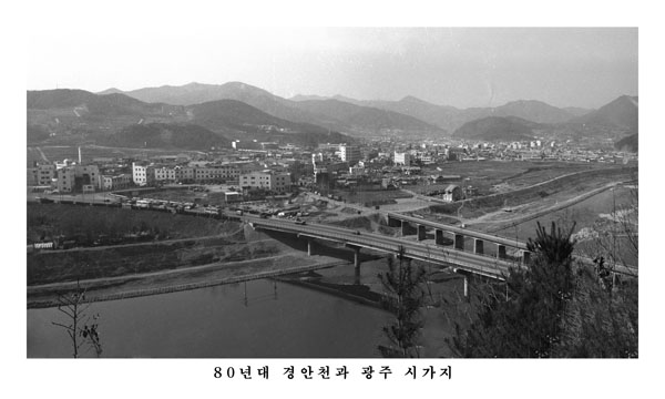 ▲ 1980년대 경안천과 광주시가지.