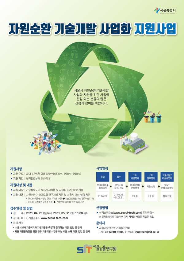 ▲ 자원순환 기술개발 지원사업 포스터.