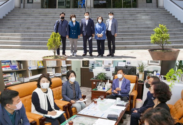 ▲ 사진 위-문화복지위원회 현장활동 모습. 사진 아래-도시환경위원회의 간담회 모습.