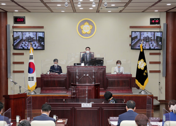 ▲ 14일 열린 제262회 광명시의회 제1차 정례회 제3차 본회의 모습.