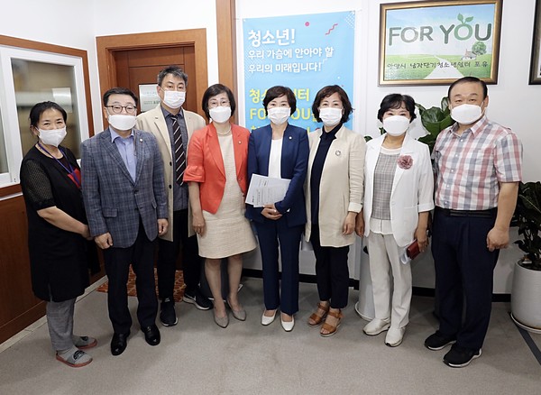 ▲ 안양시의회 보사환경위 ‘남자단기청소년쉼터 FORYOU’ 방문 모습.
