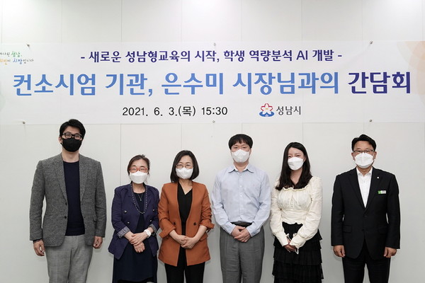 ▲ 학생 역량분석 AI 개발 컨소시엄 기관, 은수미 시장 간담회.