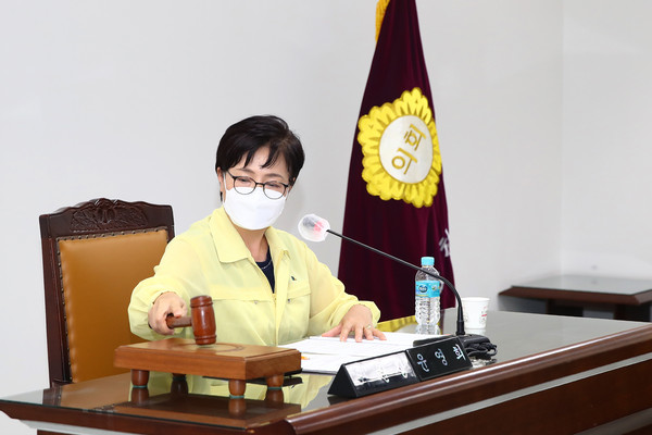 ▲ 9월 1일 윤영희 행정사무감사특별위원회 위원장이 부위원장 선출을 위한 회의를 진행하고 있다.