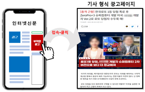 ▲ 기사 형식의 광고페이지 예시 (사진=인터넷신문위원회).
