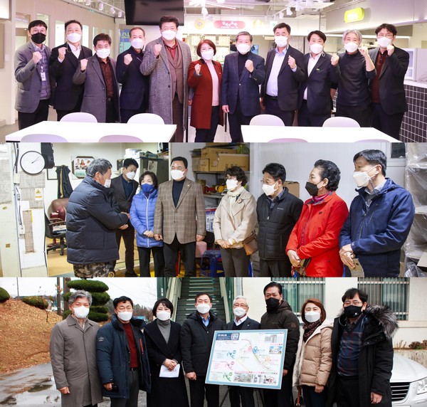▲ 위부터 차례대로 기획행정위원회, 문화복지위원회, 도시환경위원회의 현장활동 모습.