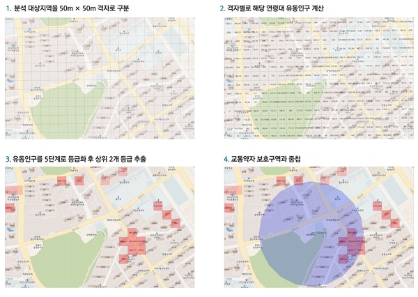 ▲ 교통약자 보행체계 분석 모습.