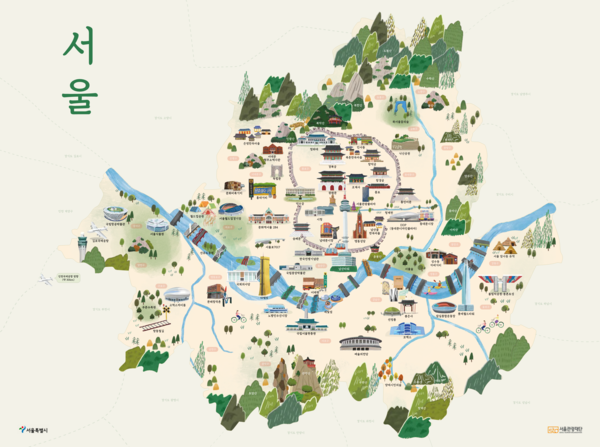 ▲ 서울 일러스트 관광지도 전면.