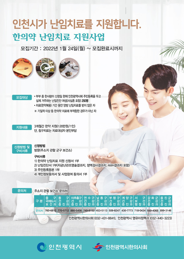 2022년 한의약난임치료 대상자 모집안내 포스터
