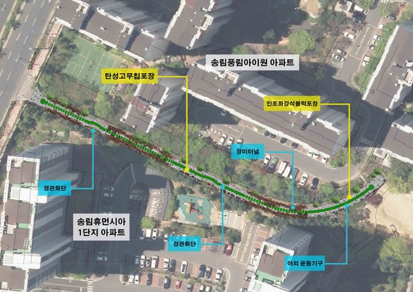 궁현어린이공원 사잇길쉼터 평면도