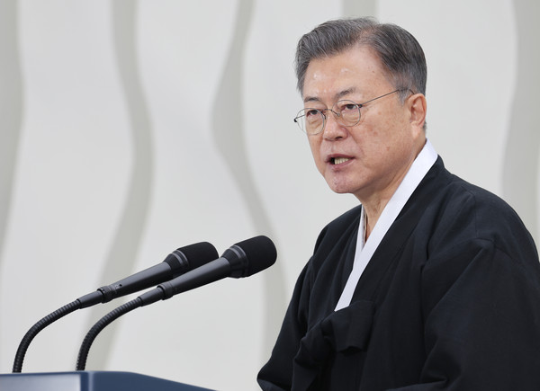 ▲ 3.1절 기념식 기념사하는 문 대통령. /뉴시스