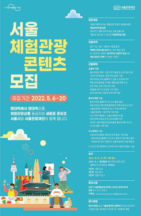 ▲ 2022 서울 체험관광 콘텐츠 모집 포스터.