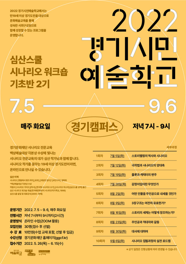 ▲ 경기시민예술학교 심산스쿨 기초 2기 포스터.