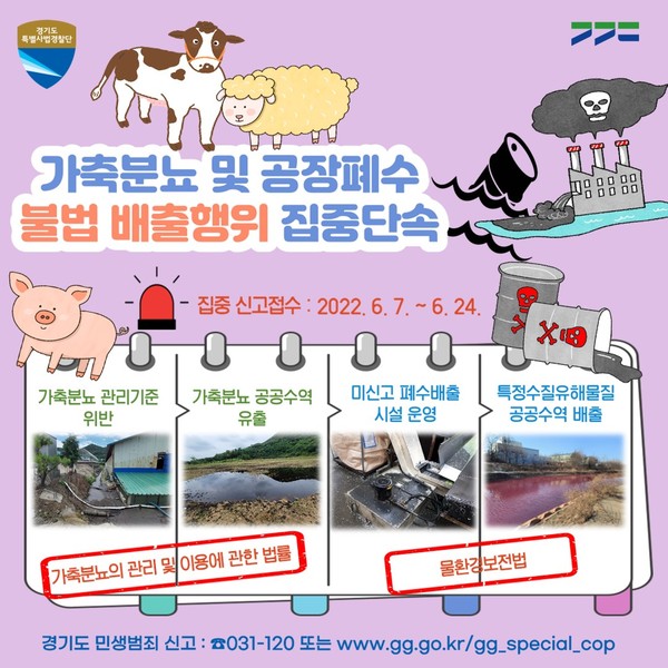 ▲ 가축분뇨 및 공장폐수 불법 배출행위 집중단속 이미지카드.