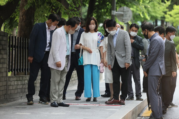 ▲ 보인중·고 통학로 점검 모습.