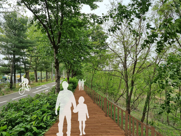 ▲ 탄천 산책로 조성 후.